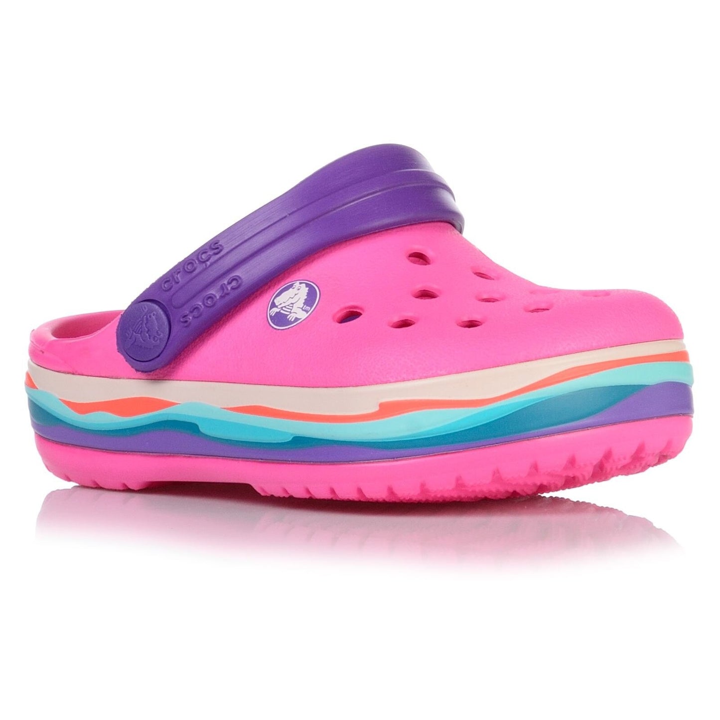 Slapi Crocs (Kids' Wavy Band™ Clog) - Neon Magenta