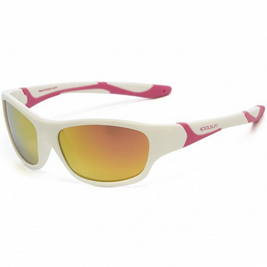 Ochelari de soare pentru copii - Koolsun Sport - White Hot Pink - 6-12 ani
