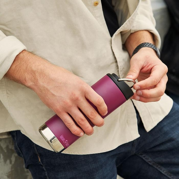 Cana termoizolanta 473 ml cu capac Cafe Cap - Klean Kanteen - TKWide Brushed Stainless
