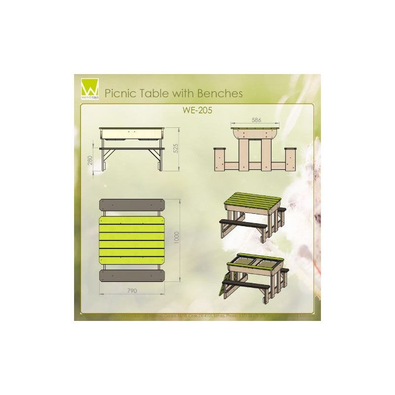 Masă de picnic senzorială cu băncute și loc pentru nisip și apă (T3), Wendi Toys