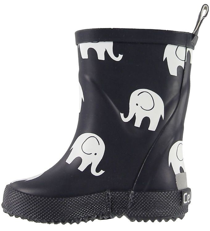 Cizme din cauciuc natural cu imprimeu CeLaVi - Elephants Print - Dark Navy