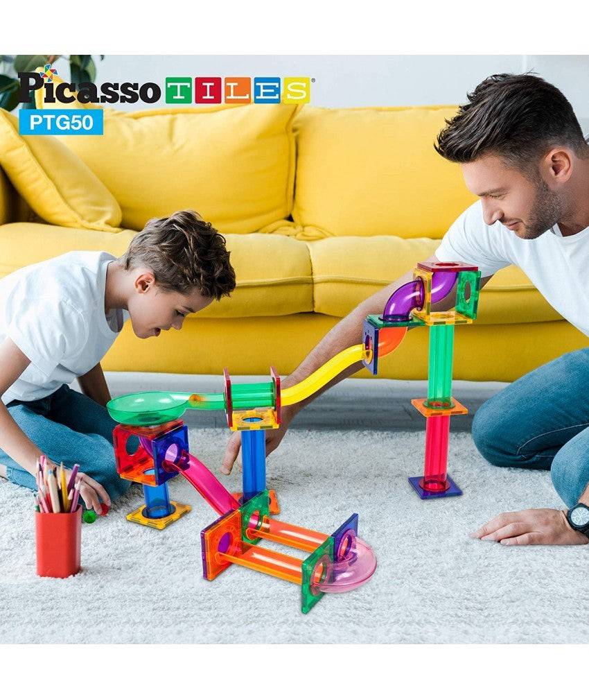 Set PicassoTiles Traseu Pentru Bile (Marble Run) - 50 De Piese