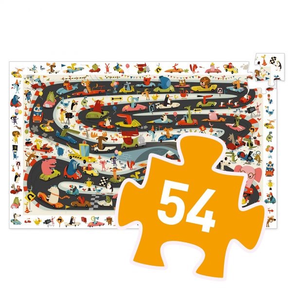 Puzzle observatie Djeco, Raliul masinilor