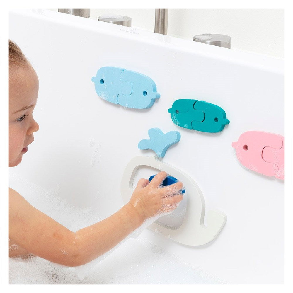 Puzzle de baie, set 11 piese, Balene și peștișori, Quut Toys