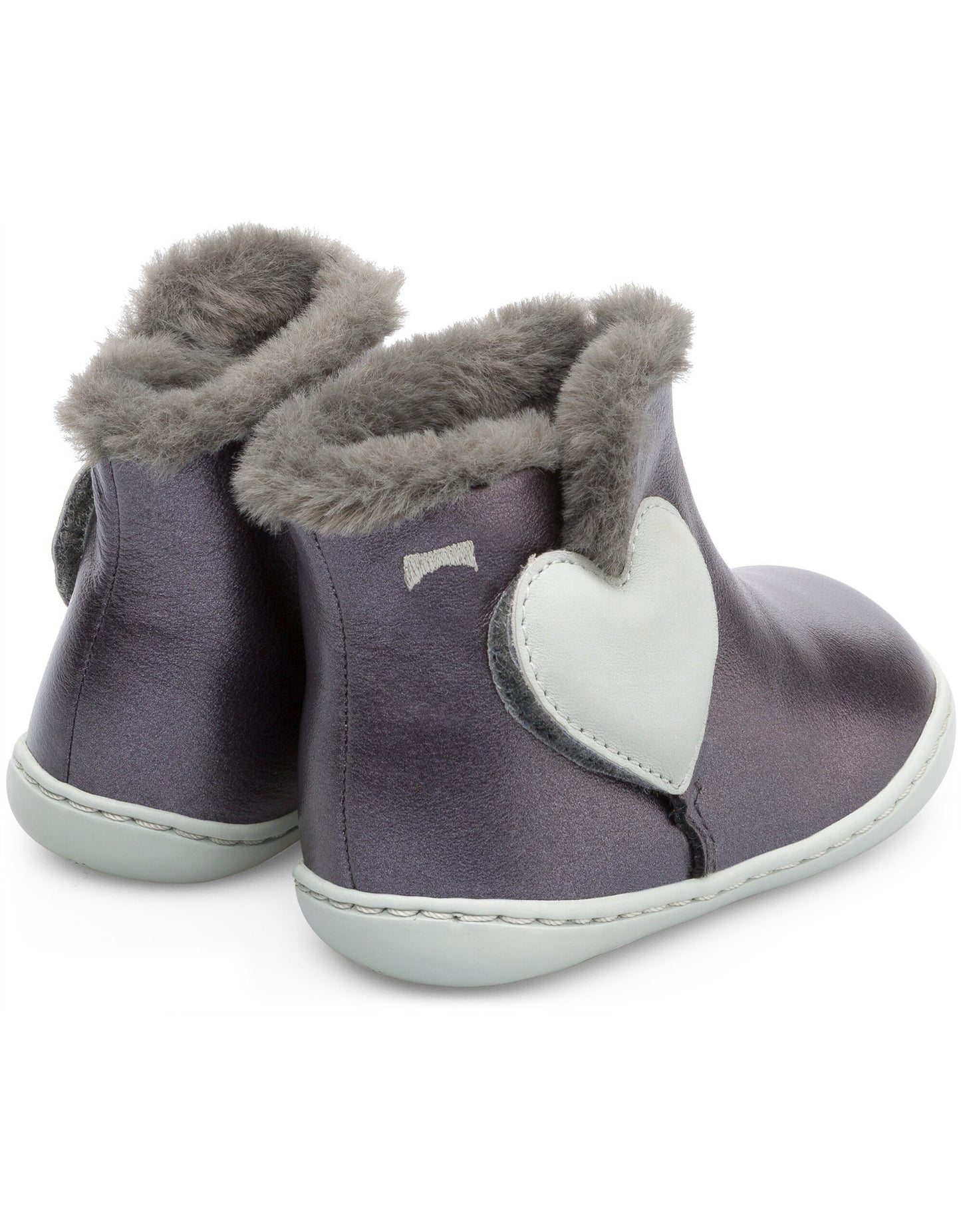 Botine din piele argintii pentru fete - Camper Peu