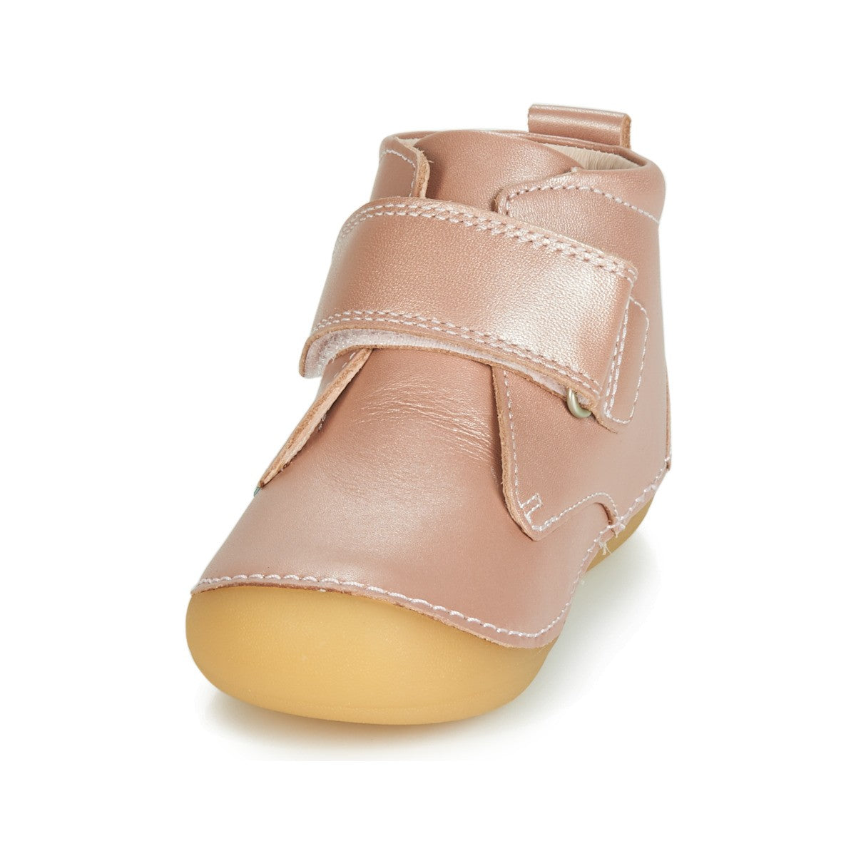 Ghete din piele cu velcro Kickers - SABIO - Pink Metal