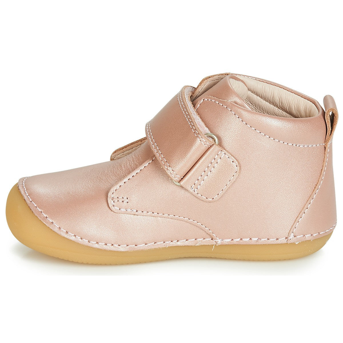 Ghete din piele cu velcro Kickers - SABIO - Pink Metal