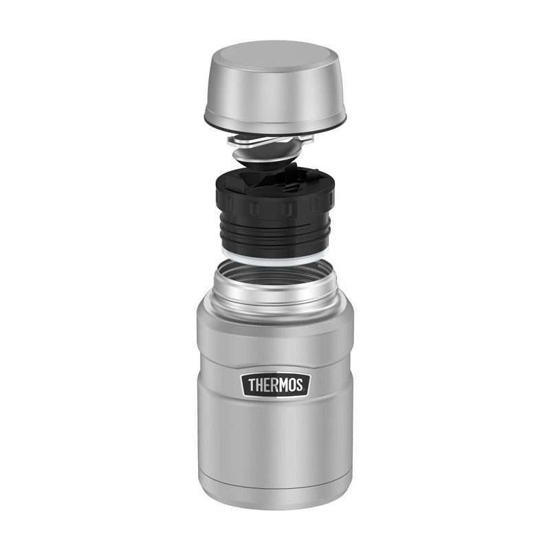 Termos pentru mâncare cu lingură pliabilă și cană - roșu, 710 ml