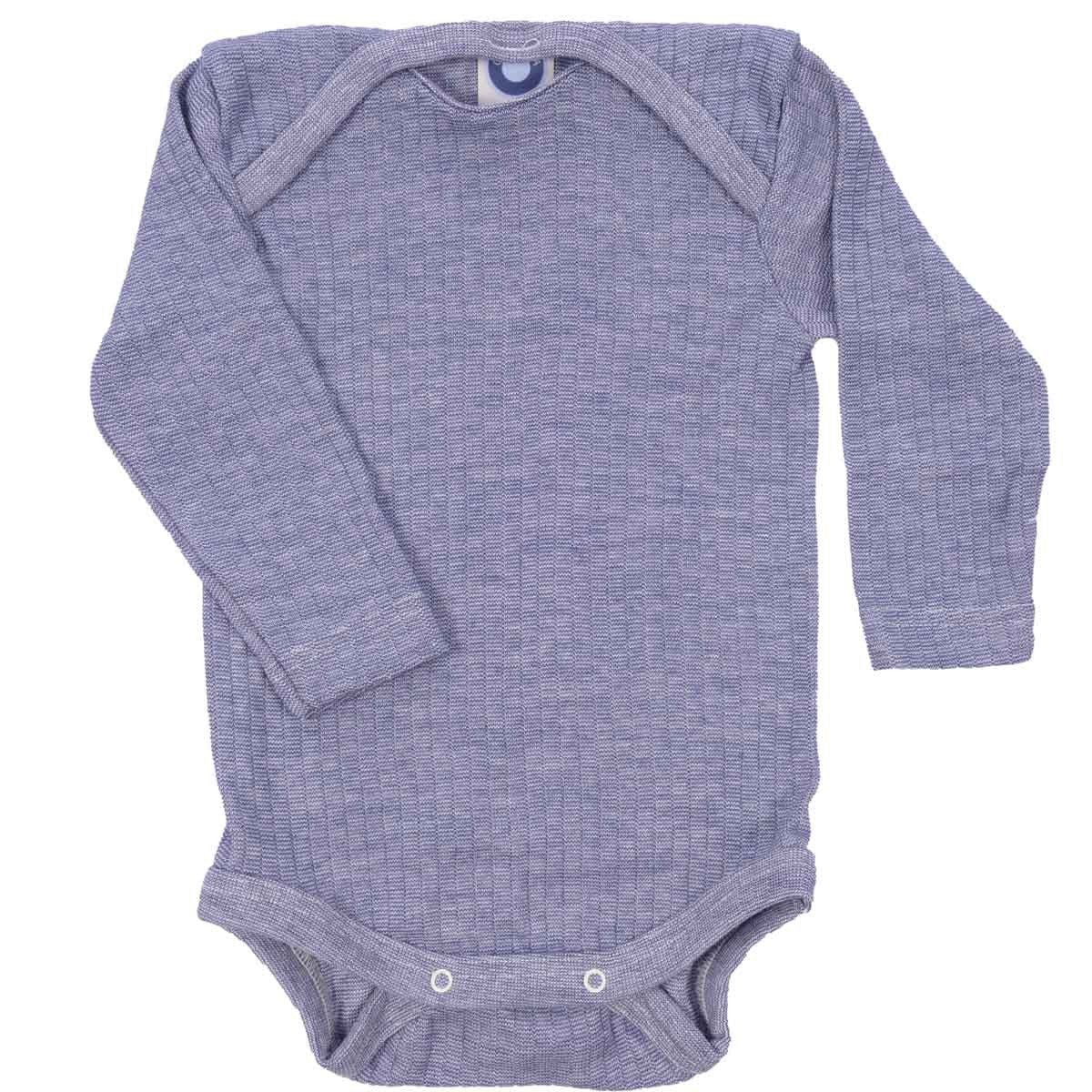 Body Cosilana din lână, mătase și bumbac, organic - Albastru cenusiu