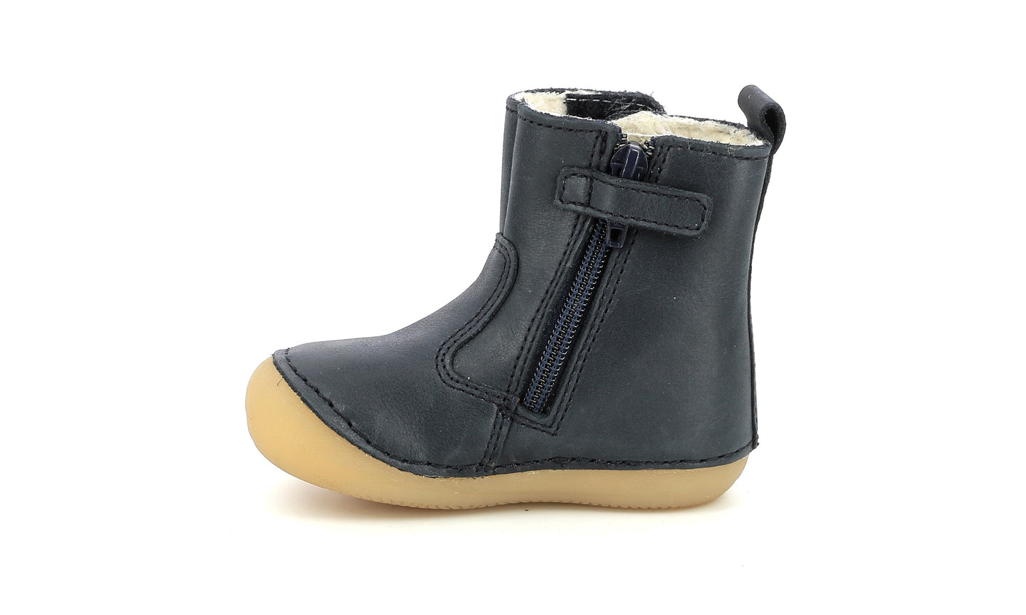 Cizme din piele imblanite Kickers - Socool Cho Navy