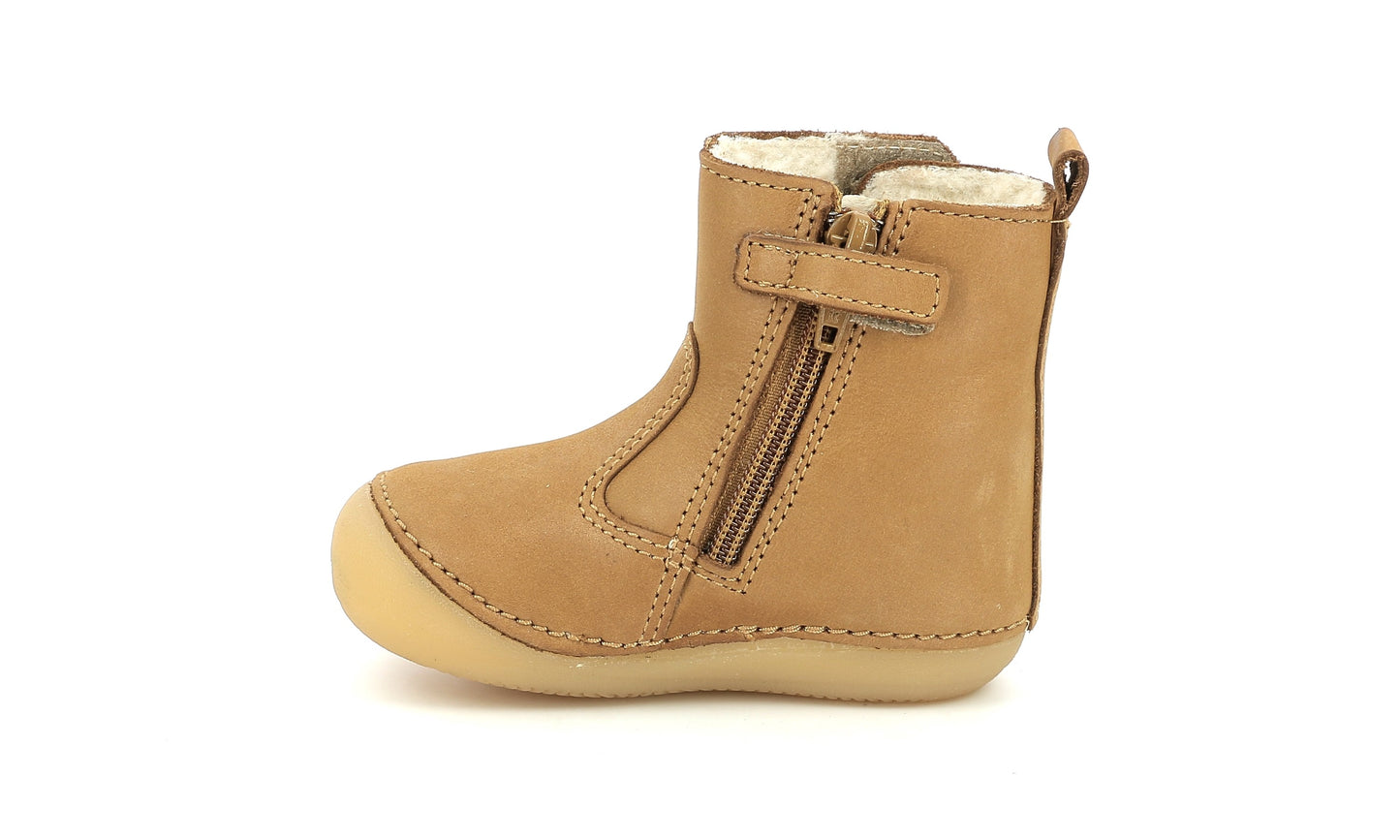 Cizme din piele imblanite Kickers - Socool Cho Camel