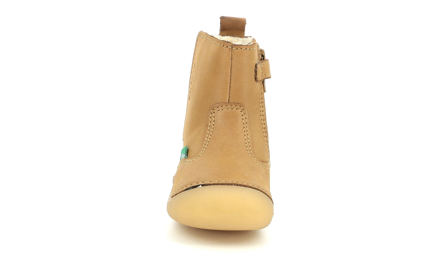 Cizme din piele imblanite Kickers - Socool Cho Camel