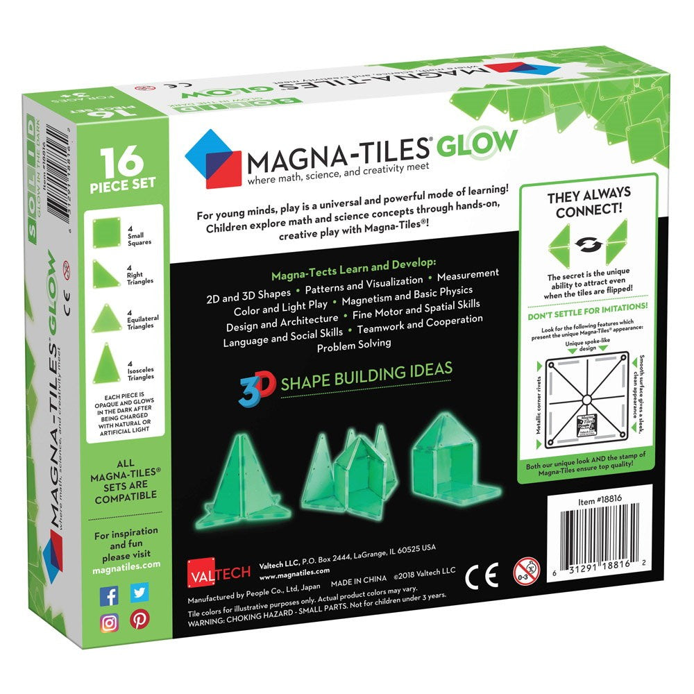 MAGNA-TILES Glow, set magnetic fosforescent - 16 piese