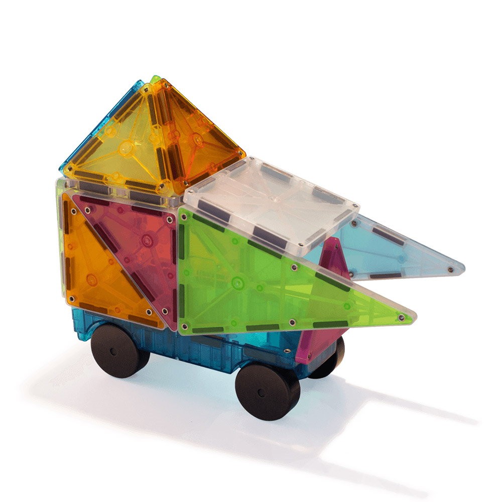 MAGNA-TILES Grand Prix, set magnetic 50 de piese cu mașinuțe
