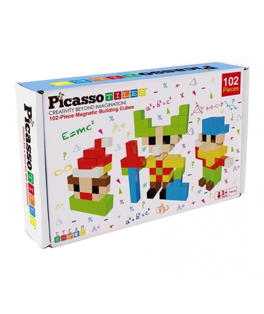 Set PicassoTiles Puzzle Magnetic Cu 102 Cuburi Pixel (Piese Magnetice 3D)