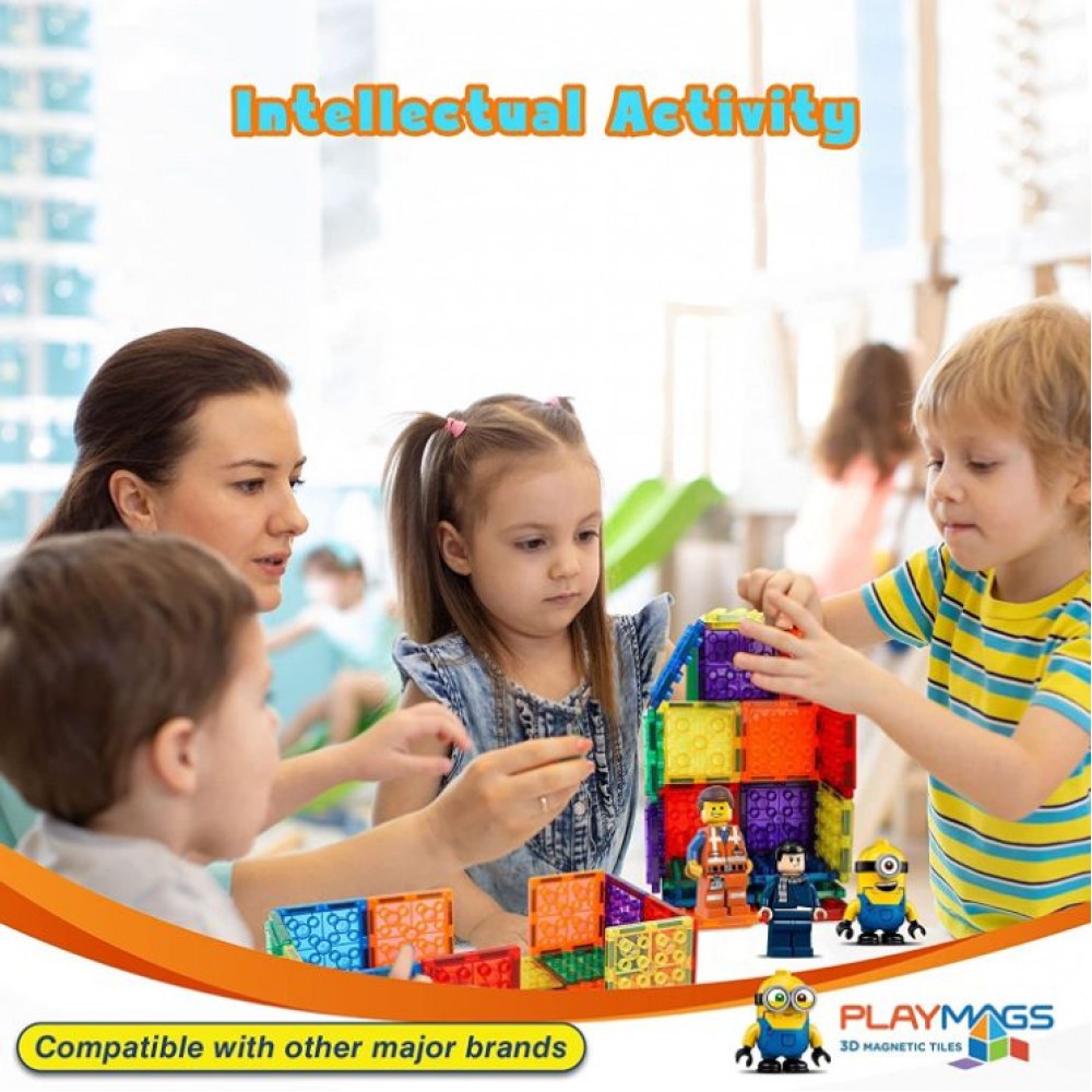 Set Playmags 18 piese magnetice de construcție cu forme mari pentru cărămizi de construit gen Lego