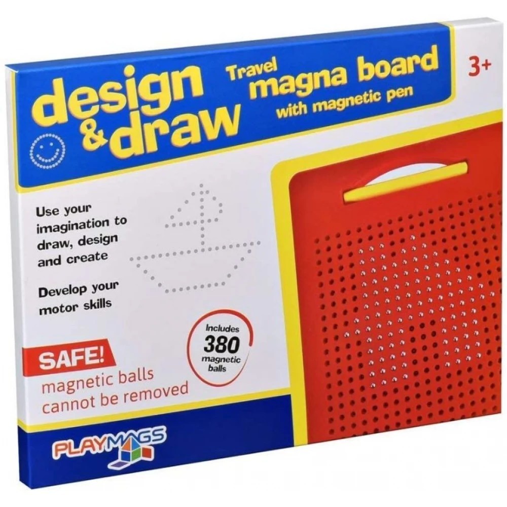 Tablă magnetică mică Playmags de desenat cu bile magnetice