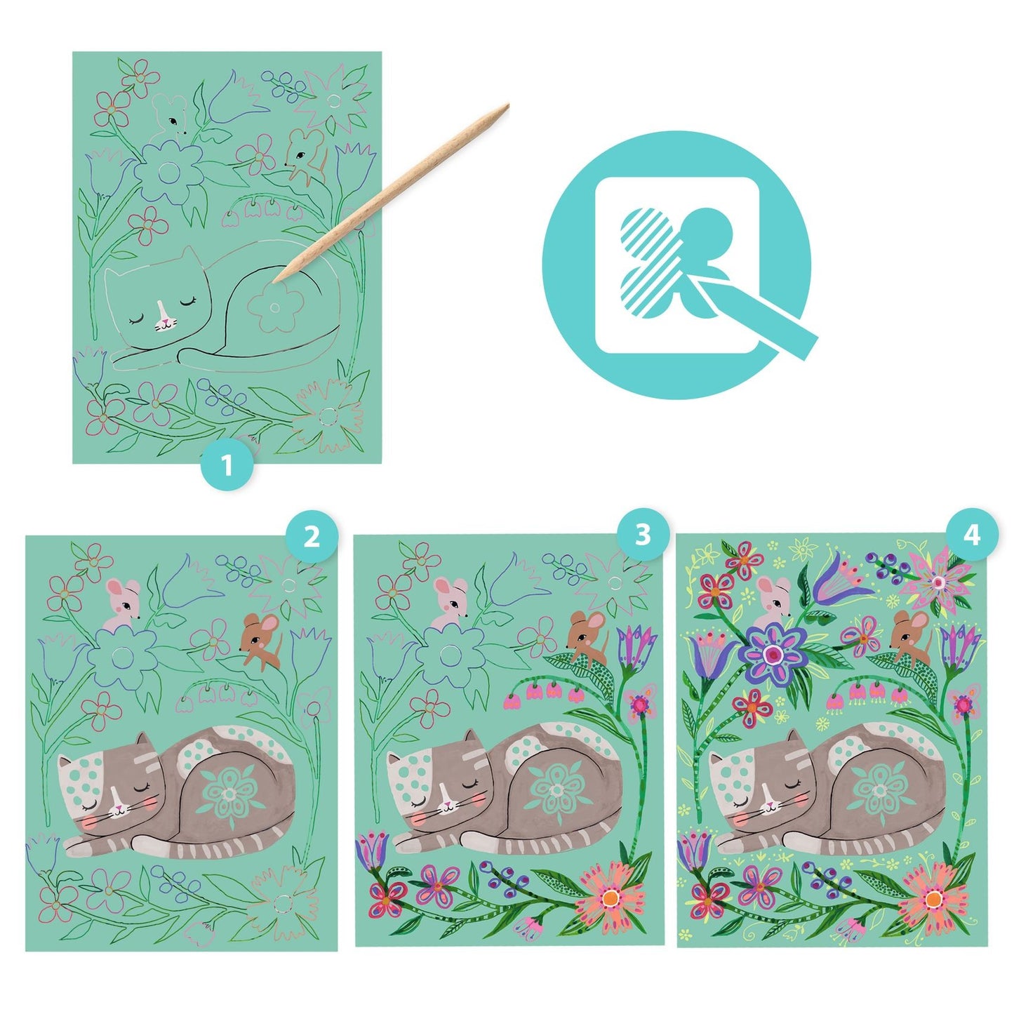 Joc creativ de răzuit Animale din grădină Djeco