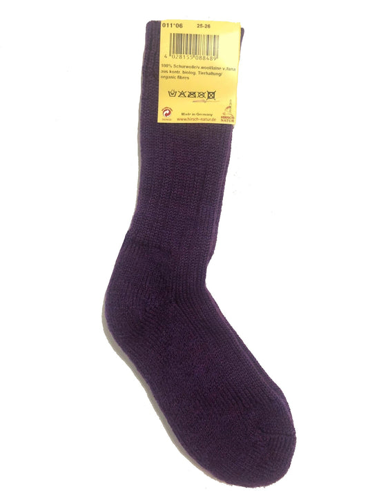 Șosete Hirsch Natur cu talpă plușată din lână organică - Lila