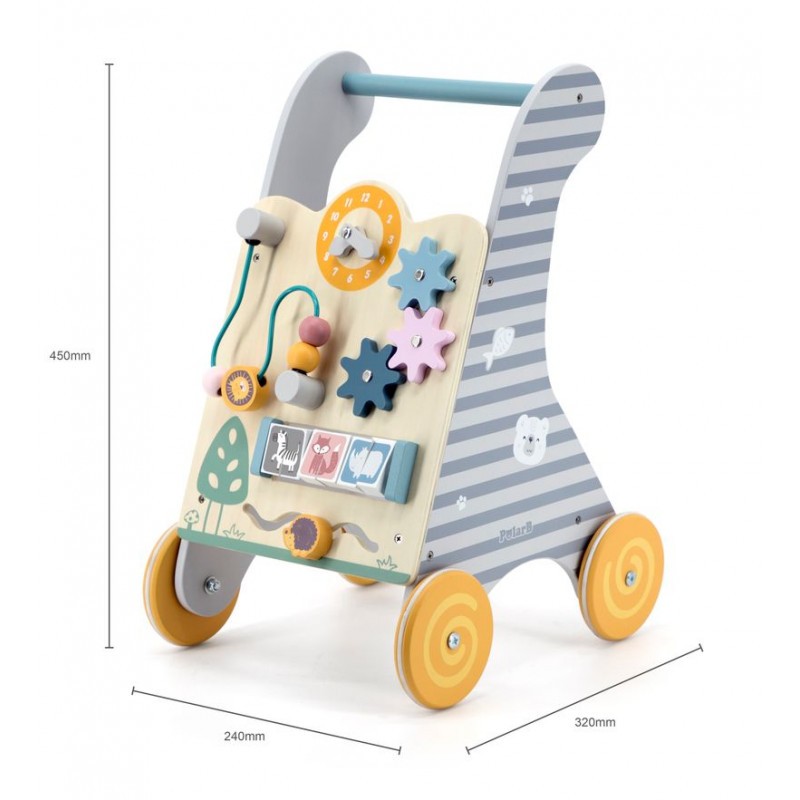 Antemergător gri cu activități tip Montessori, PolarB, Viga
