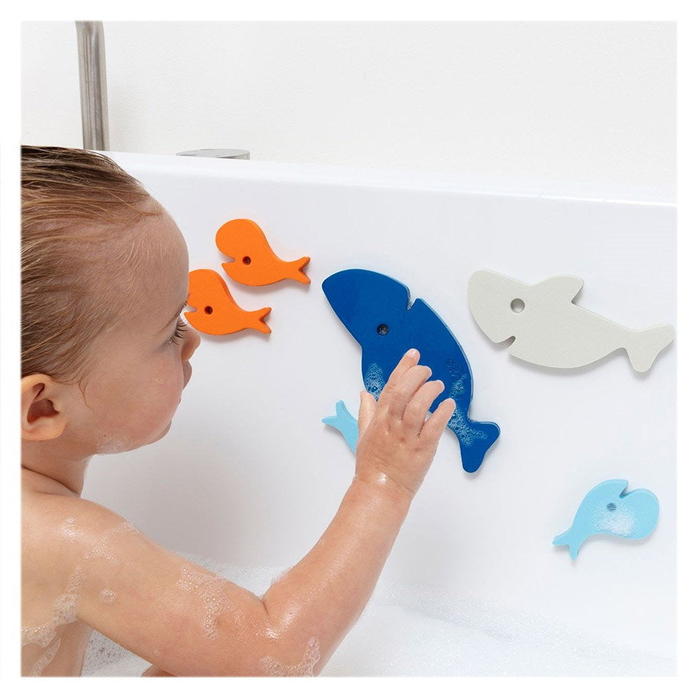 Puzzle de baie, set 10 piese, Rechinii înfometați, Quut Toys