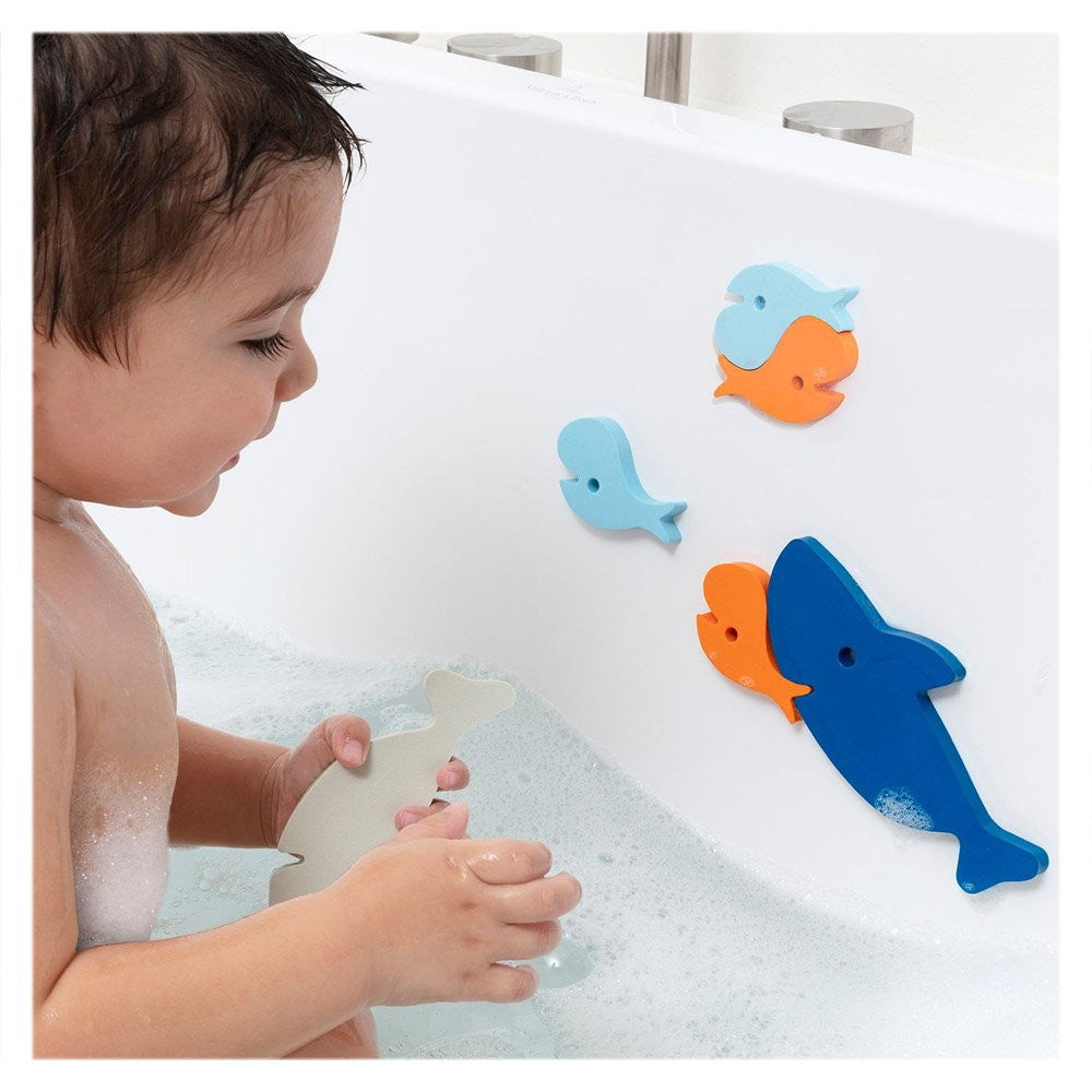 Puzzle de baie, set 10 piese, Rechinii înfometați, Quut Toys