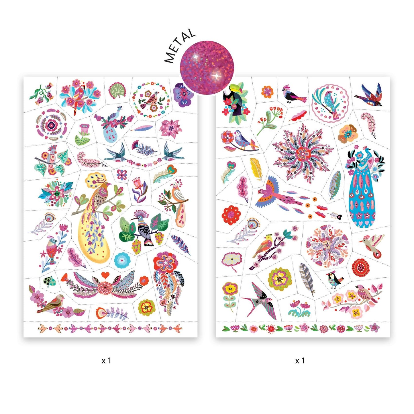 Tatuaje Djeco Păsări multicolore