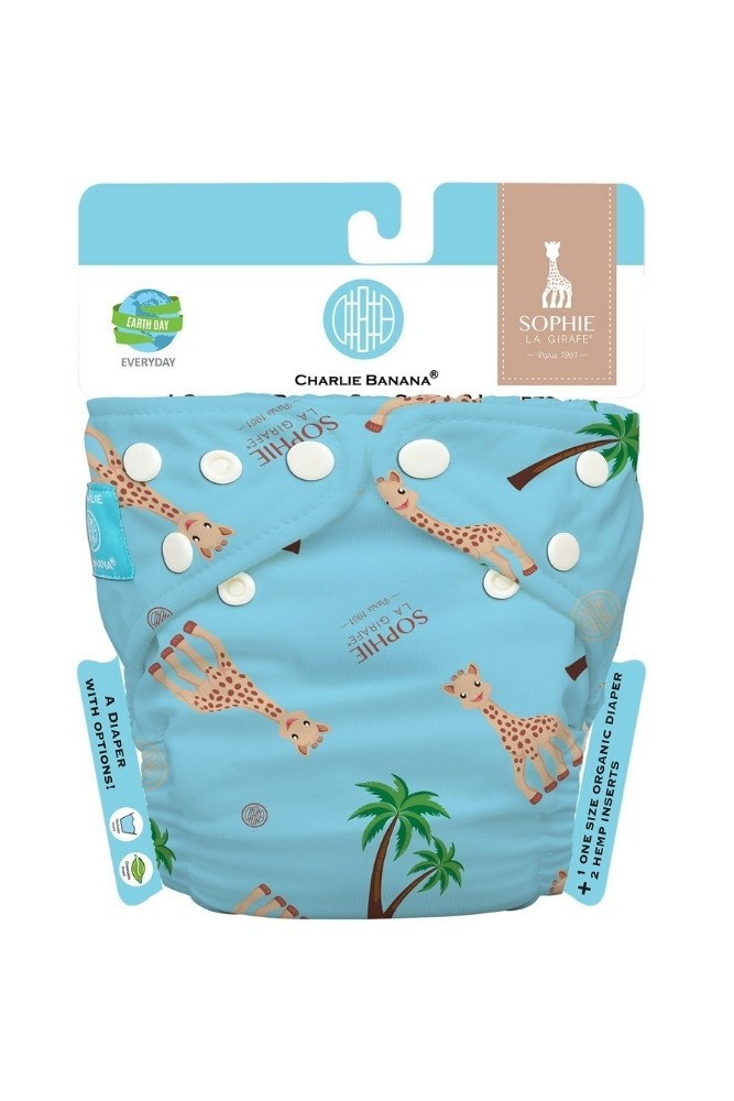 Scutec Textil Charlie Banana Sophie La Girafe ORGANIC Coco Blue Mărime Unică Cu Inserturi Din Cânepă