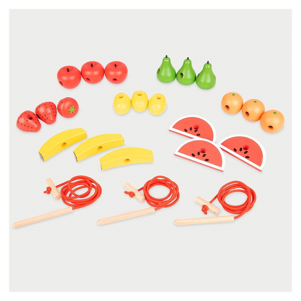 Set pentru insirat cu fructe mari din lemn, TickiT