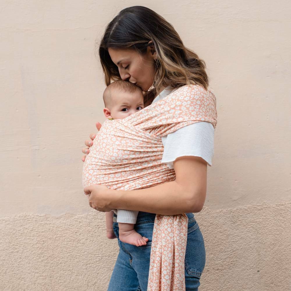 Wrap Elastic Din Bambus Pentru Purtarea Bebelușilor - Boba Blush Meadow