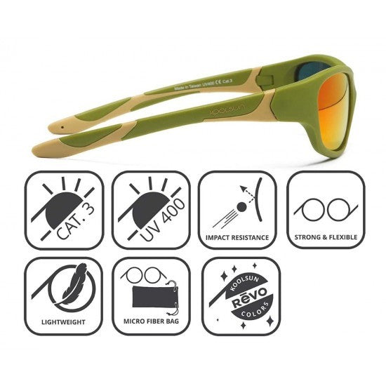 Ochelari de soare pentru copii - Koolsun Sport - Aqua White - 6-12 ani