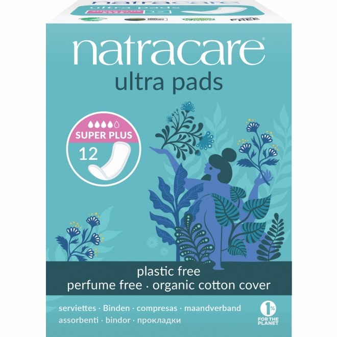 Absorbante bio Natracare - Super Plus (4 picaturi), 12 buc