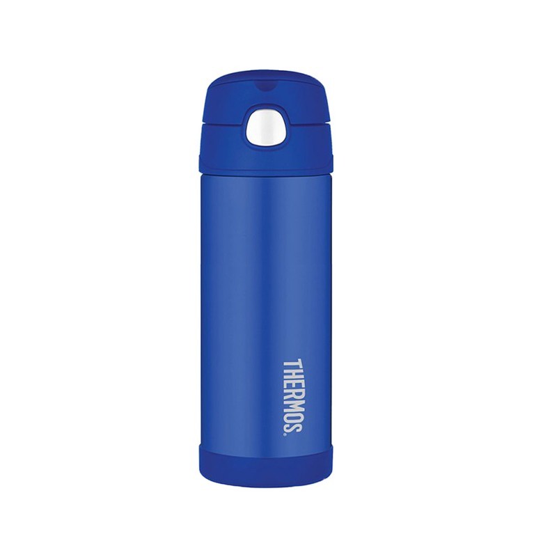 Termos pentru copii cu pai - albastru, 470 ml