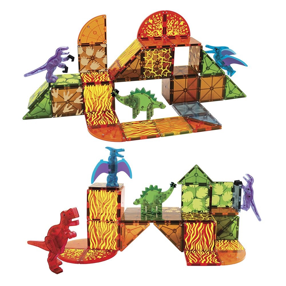 Magna Tiles Dino World, set magnetic 40 de piese