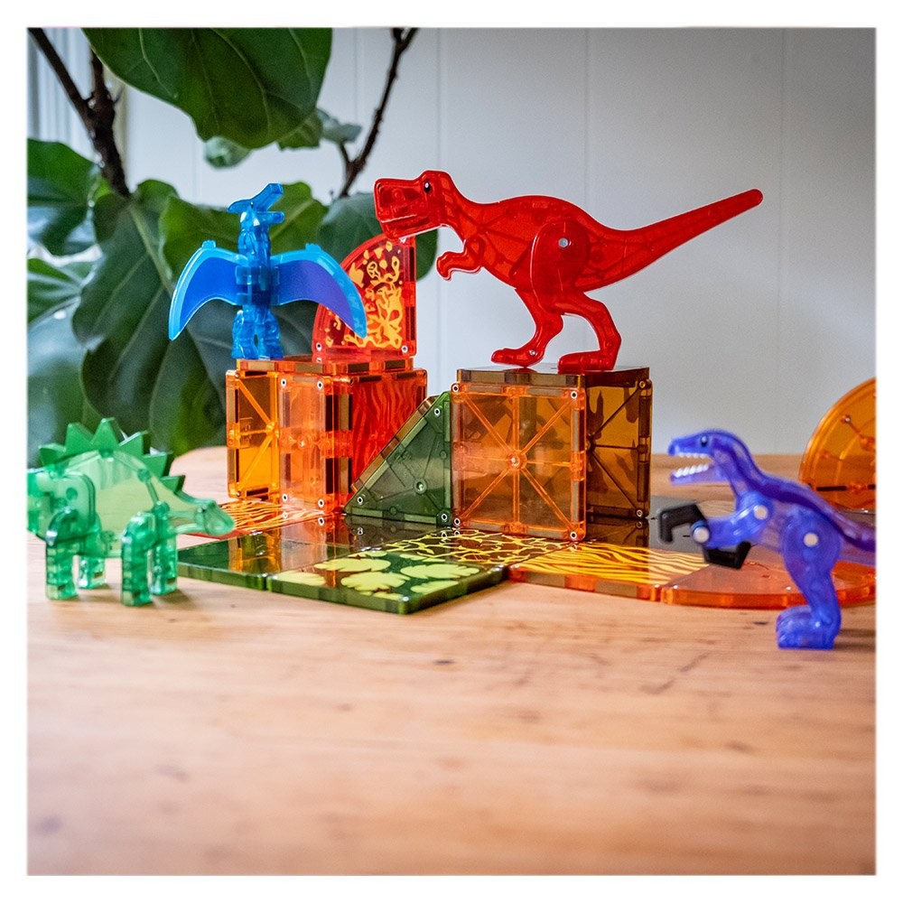 Magna Tiles Dino World, set magnetic 40 de piese