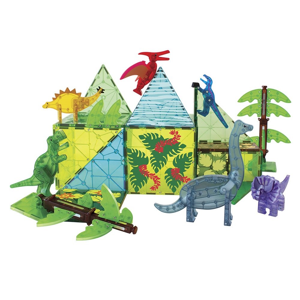 Magna-Tiles Dino World XL, set magnetic 50 de piese