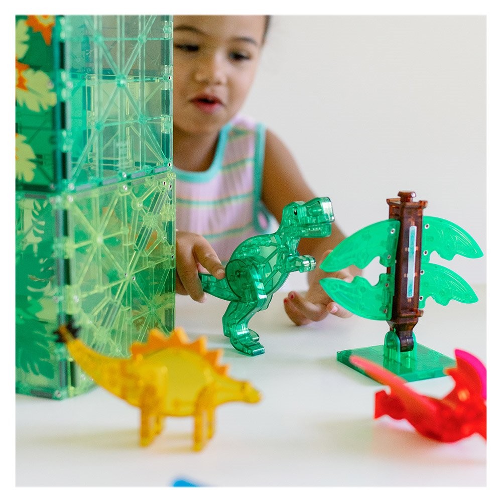 Magna-Tiles Dino World XL, set magnetic 50 de piese