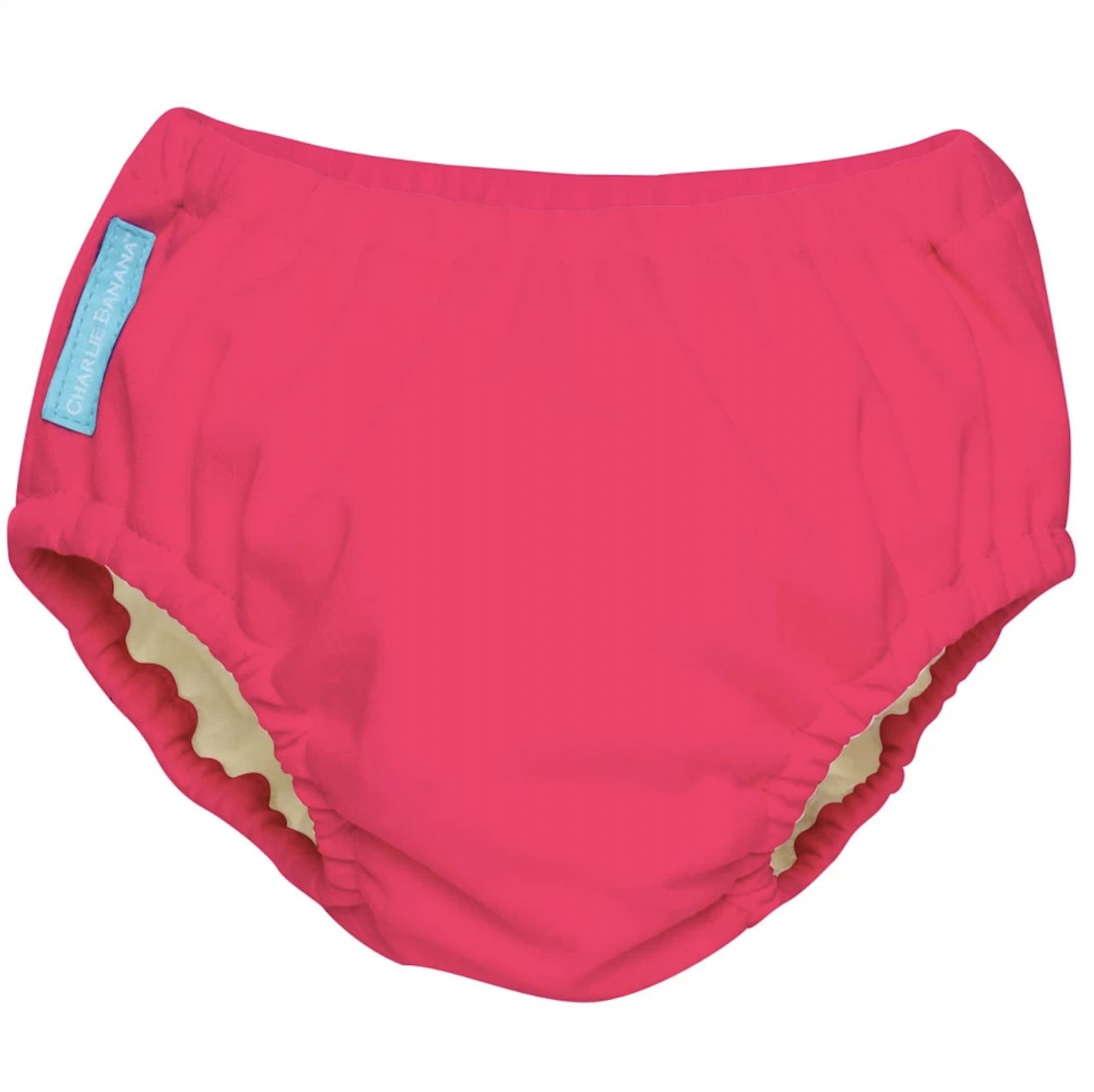 Scutec refolosibil de înot Charlie Banana cu interior de Tencel - Florescent Hot Pink