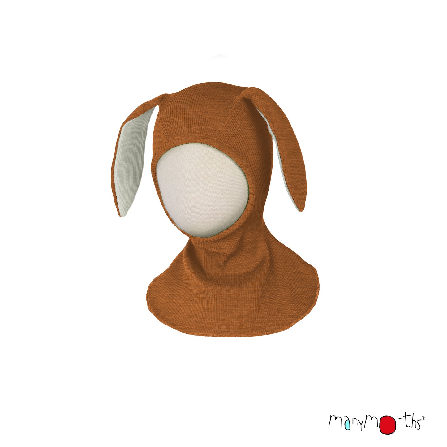 Cagulă ManyMonths Unique Bunny din lână merinos - Potter's Clay