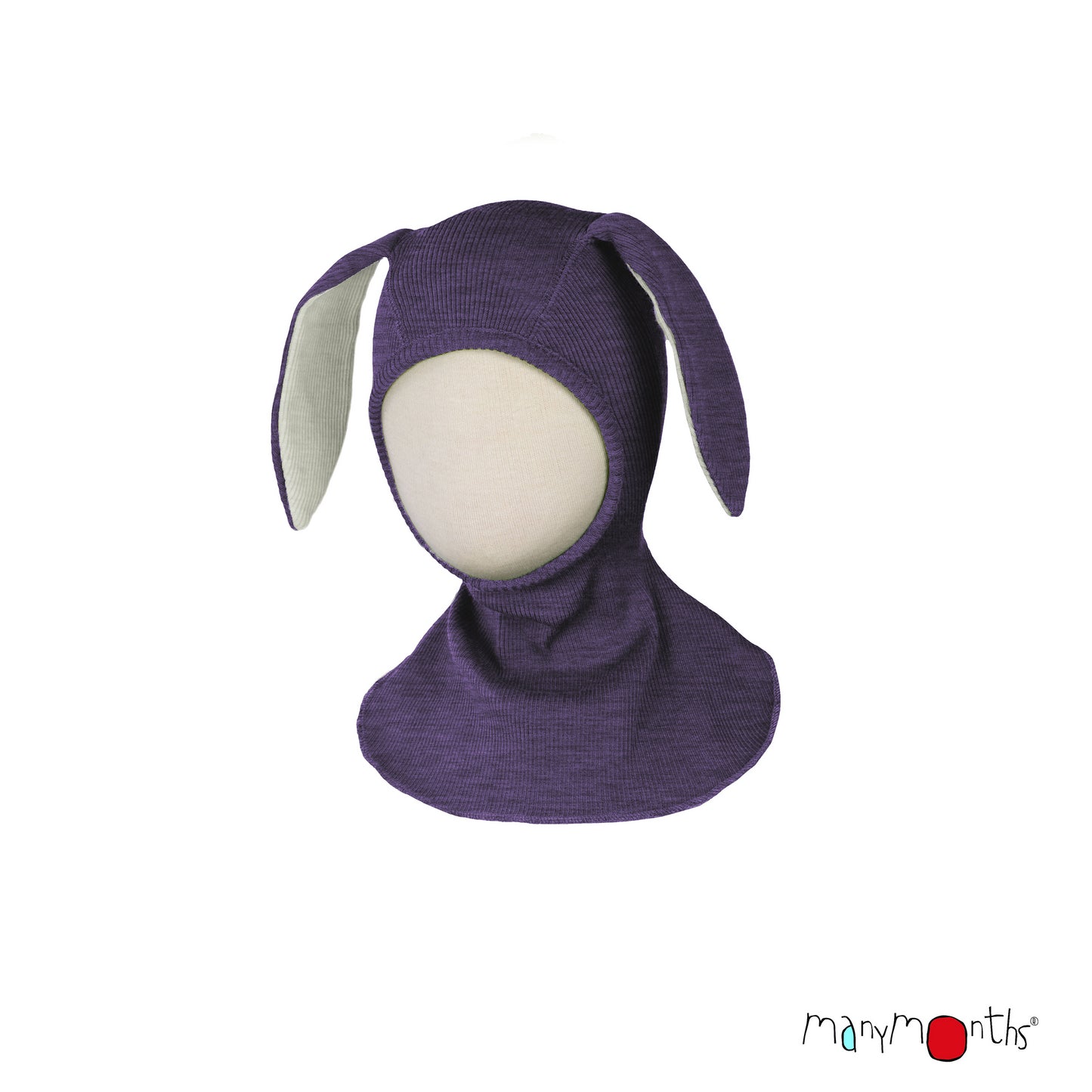 Cagulă ManyMonths Unique Bunny lână merinos - Dusty Grape