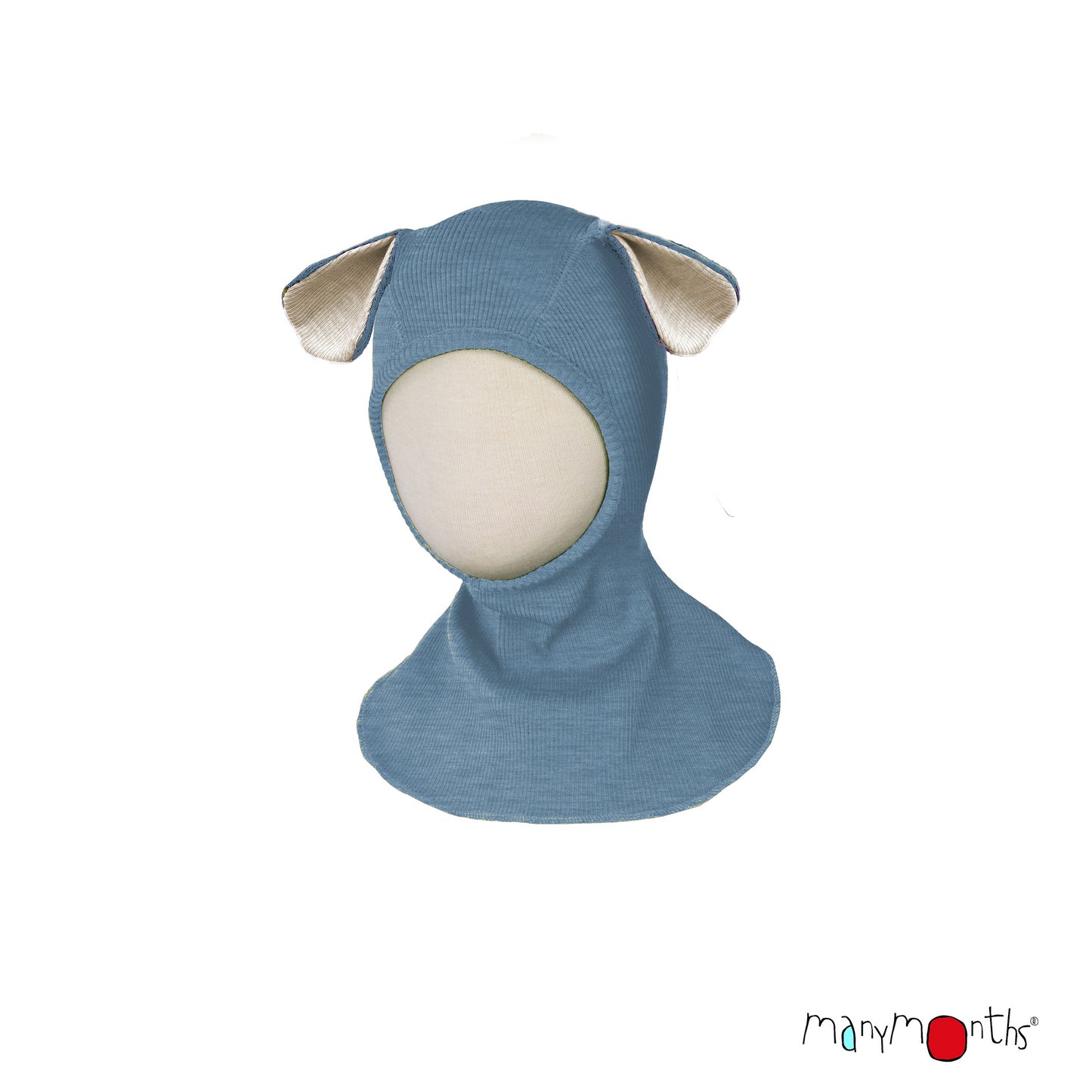Cagulă ManyMonths Unique Puppy din lână merinos - Blue Mist