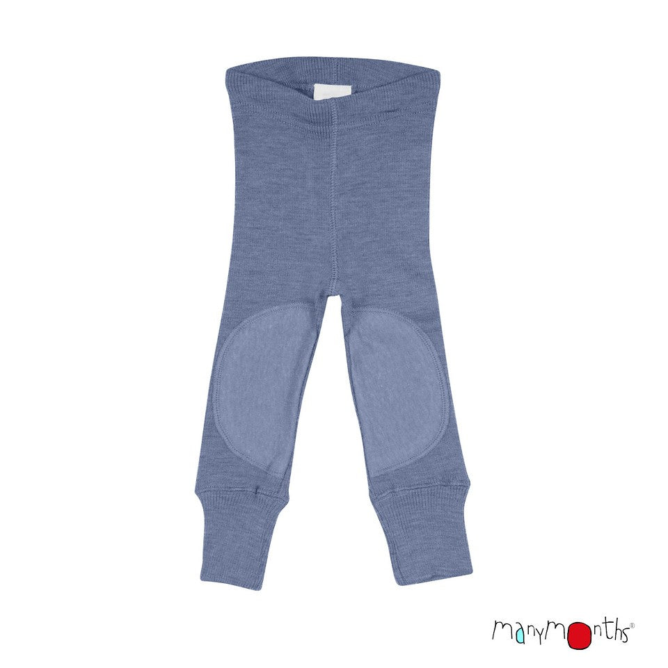 Colanți ManyMonths din lână merinos cu protecții genunchi - Misty Blue