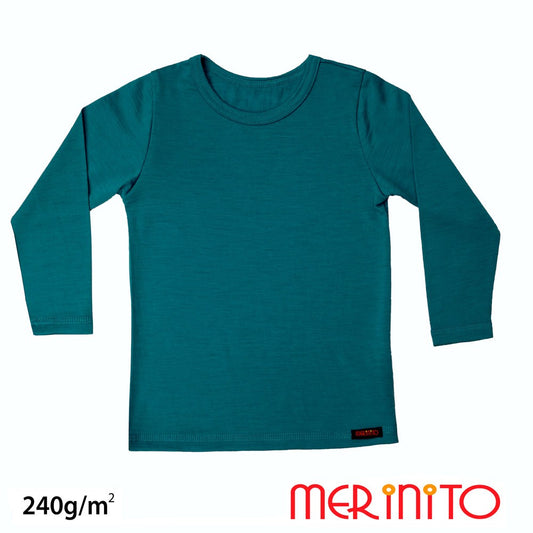 Bluza copii Corsair Blue 240g lana merinos si bambus - Merinito