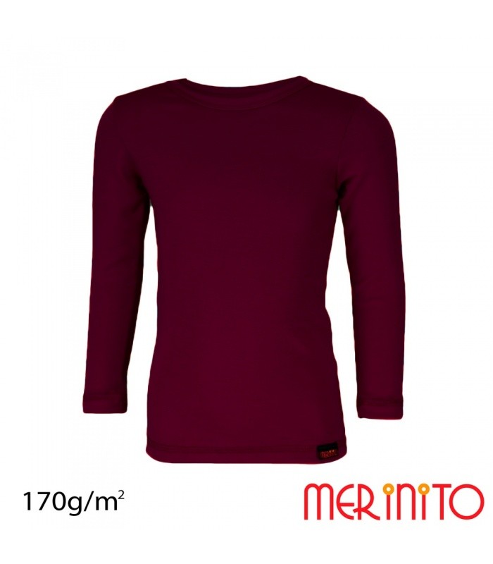 Bluză copii lână merinos 170g Wine - Merinito