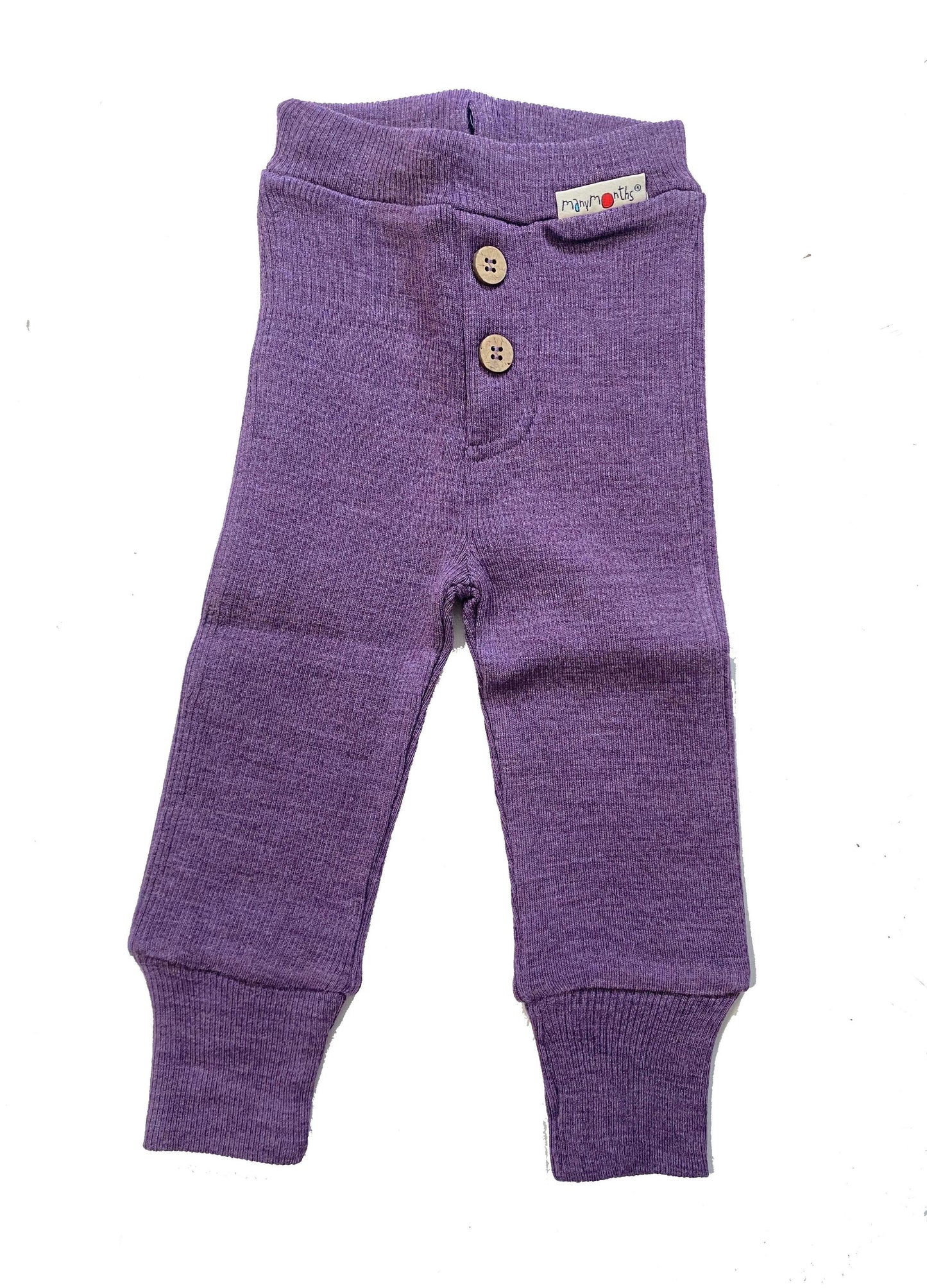 Pantaloni Joggers ManyMonths din lână merinos pentru bebelusi - Dusty Grape