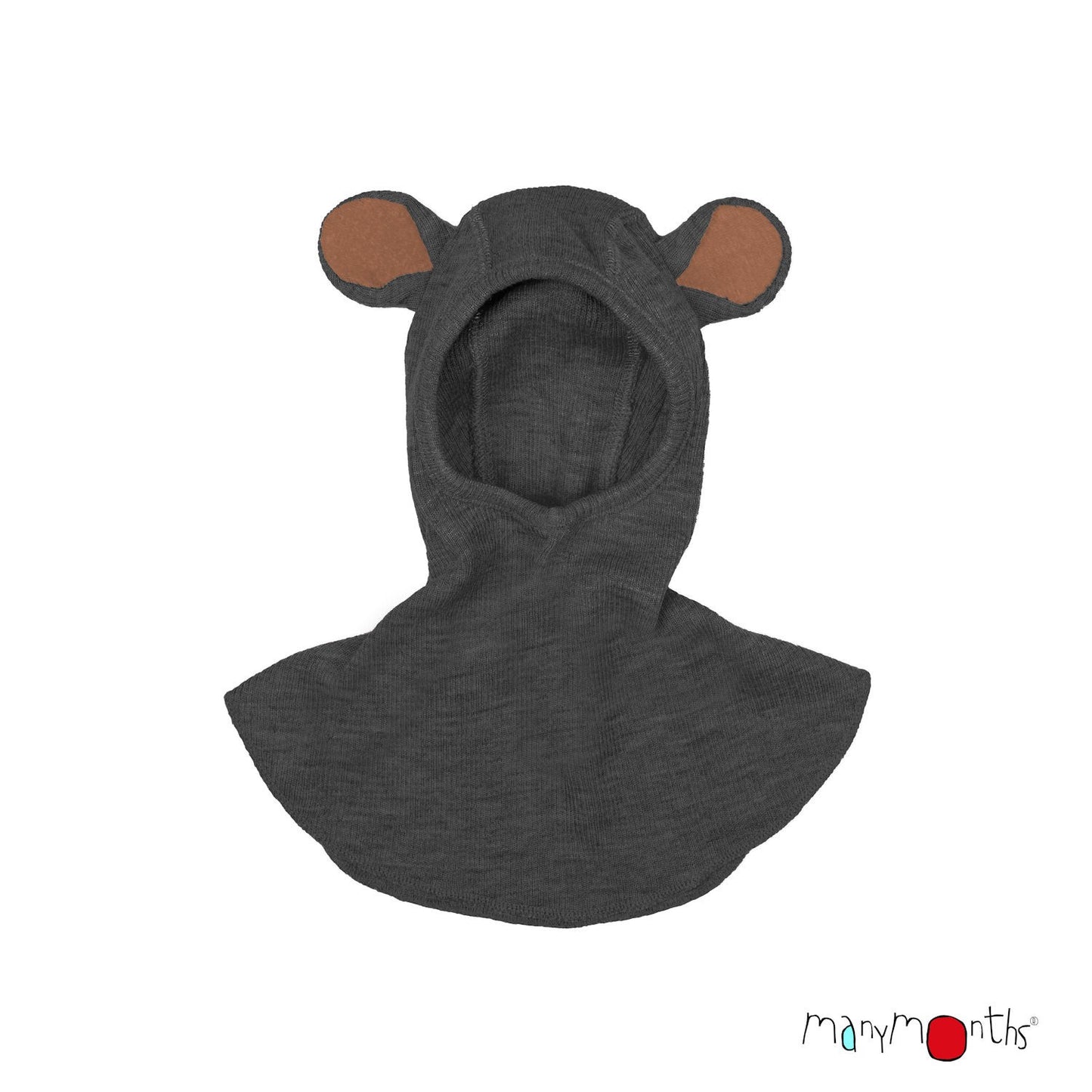 Cagulă ManyMonths Unique Teddy Bear din lână merinos - Foggy Black