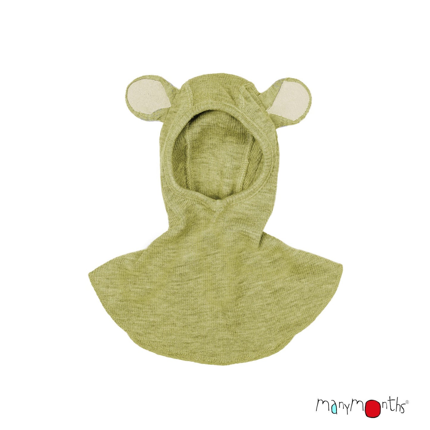 Cagulă ManyMonths Unique Teddy Bear lână merinos - Pea Puree Green