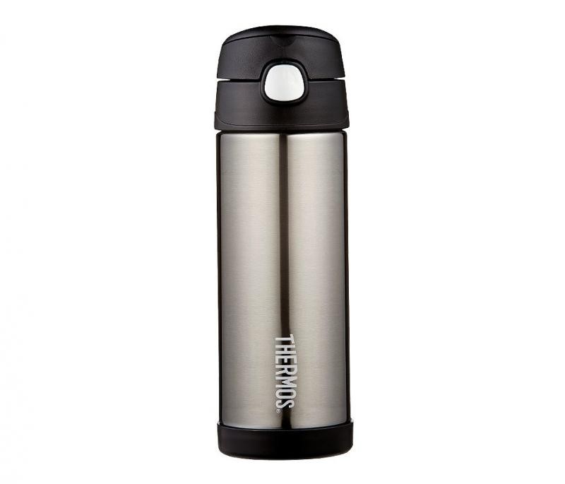 Termos pentru copii cu pai - negru, 470 ml