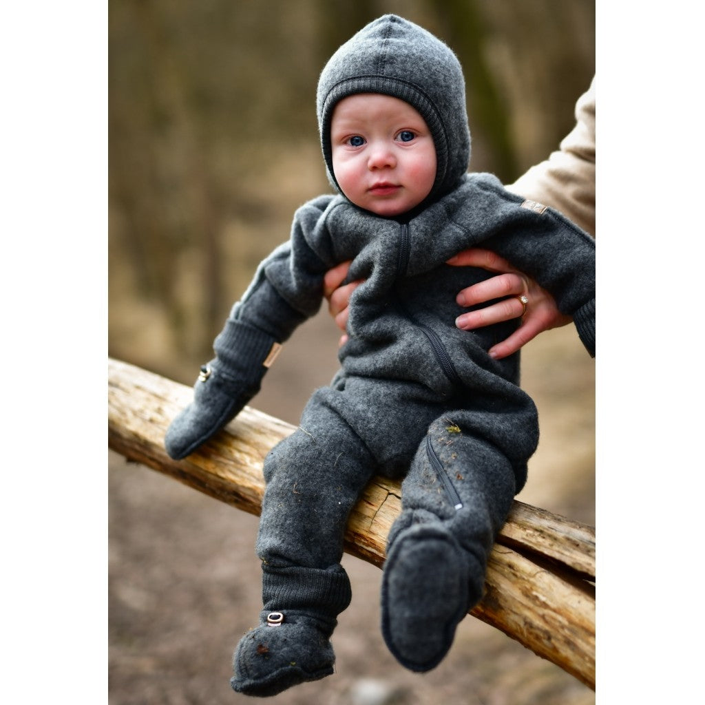 Botoșei Mikk-line din fleece lână merinos - Anthracite Melange