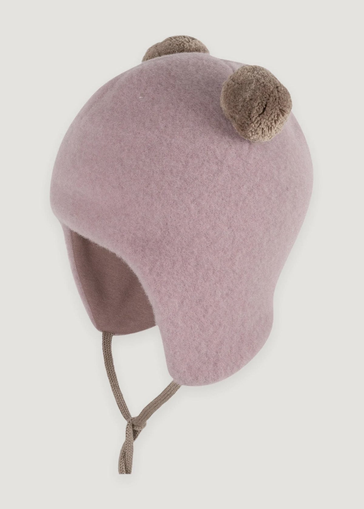 Caciula Pure Pure din lana fleece organica cu pompoane - Mauve
